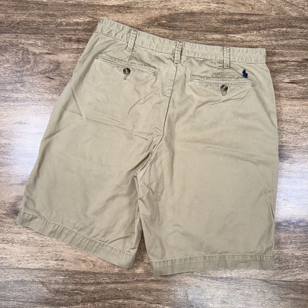 POLO Ralph Lauren Men's 32 Relaxed Fit Flat Front 9"‎ Khaki Brown Chino Shorts